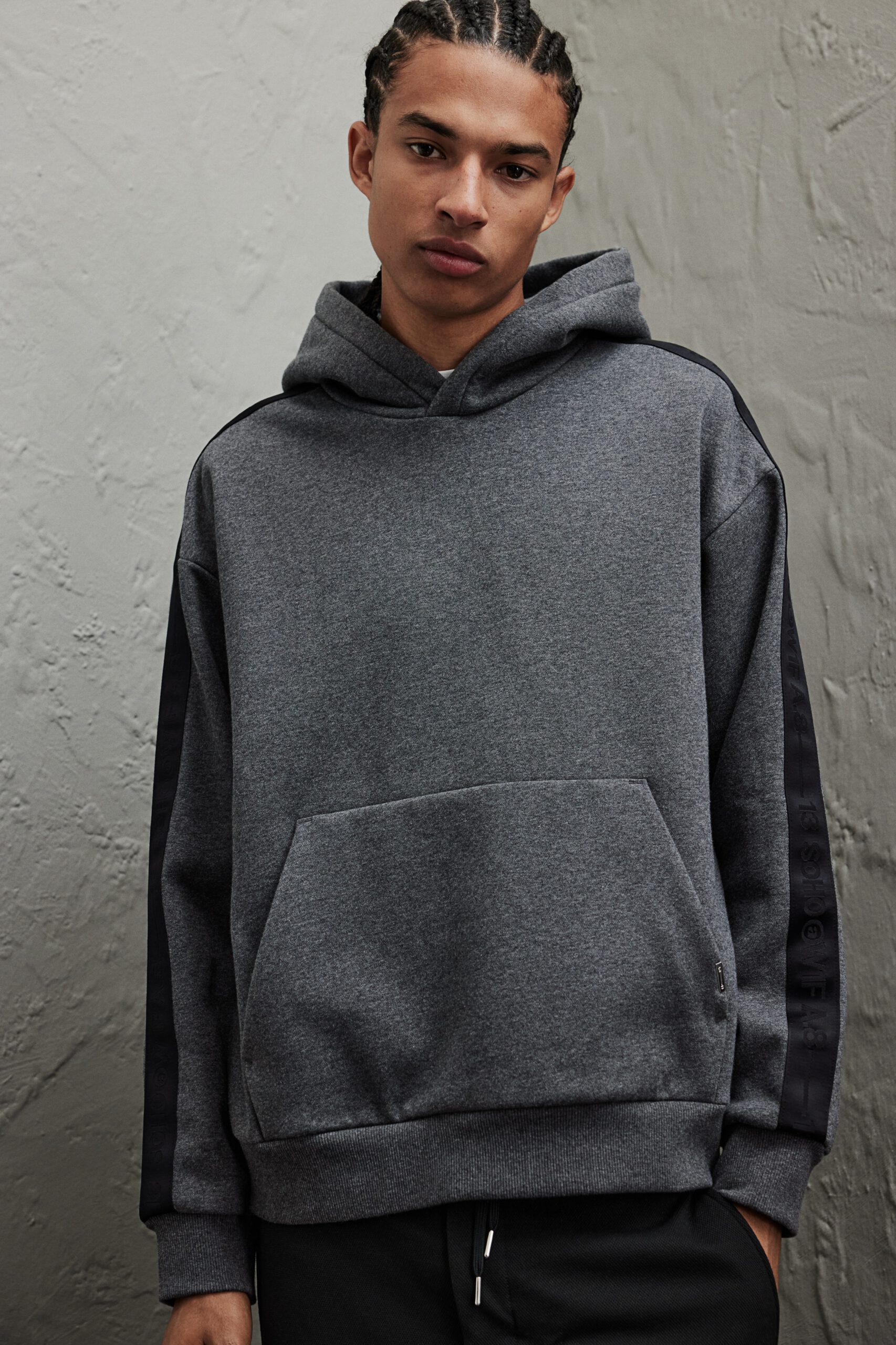 Loose Fit Hoodie With Side Stripes