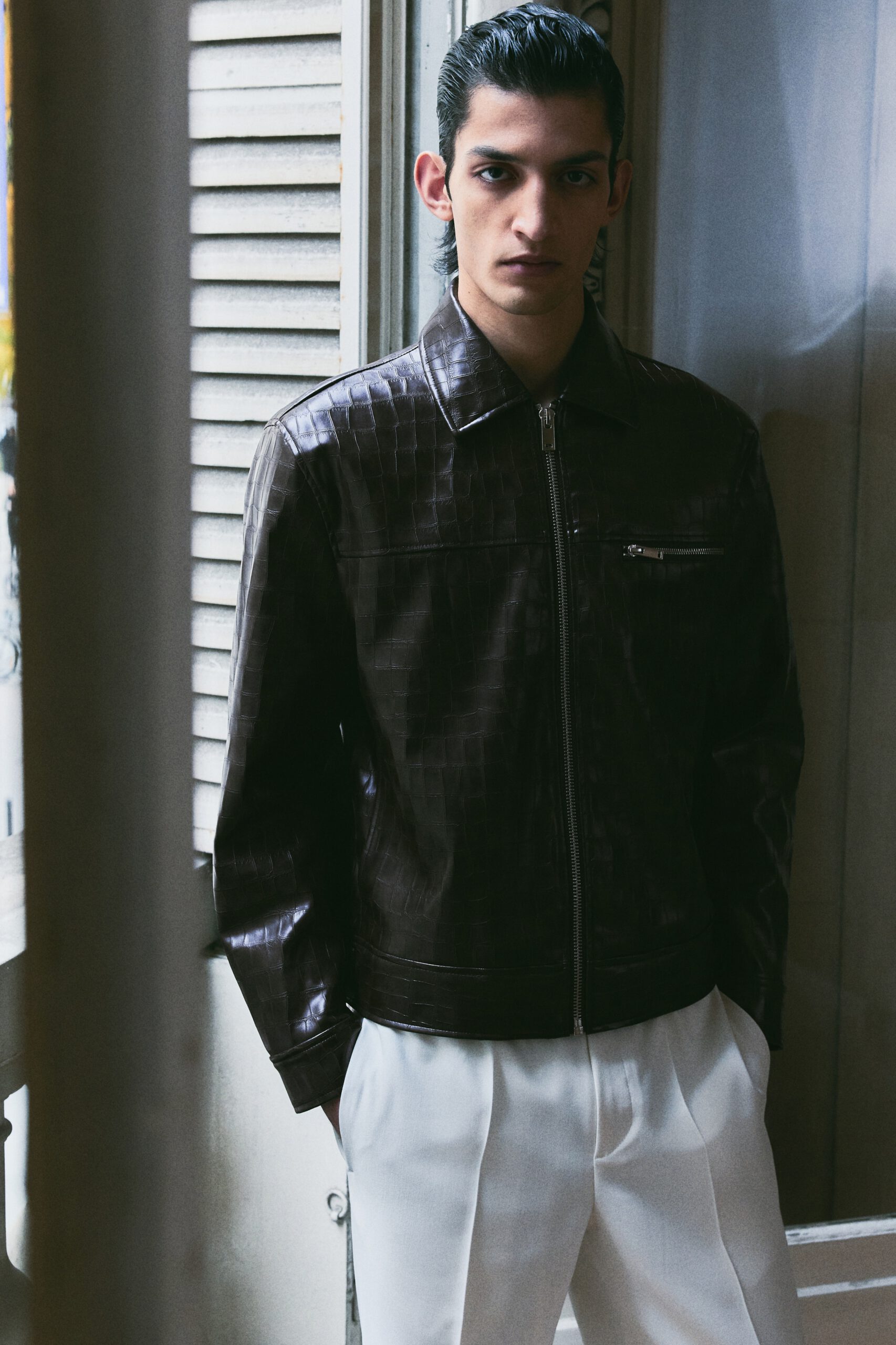 Regular Fit Crocodile Pattern Jacket